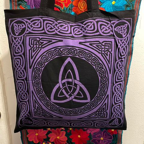 Purple and Black Triquetra Tote Bag