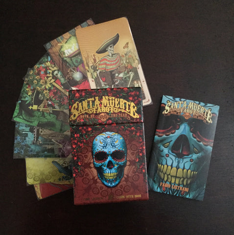 6Witch3 Santa Muerte Tarot Deck - Box, booklet, and sample cards