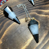 Black Tourmaline and White Agate Pendulum