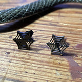 Laser Cut Steel Spider Web Stud Earrings