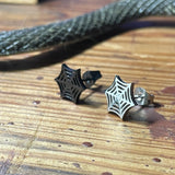 Laser Cut Steel Spider Web Stud Earrings