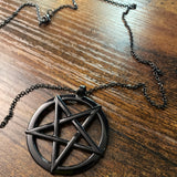 Large Pentagram Pentacle Pendant - Silver, Gold, Black