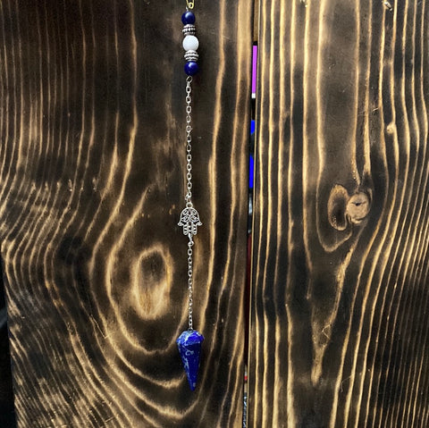 Lapis Lazuli Hamsa Beaded Pendulum