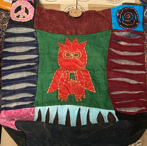 Patched Owl Nepali Cotton Bag