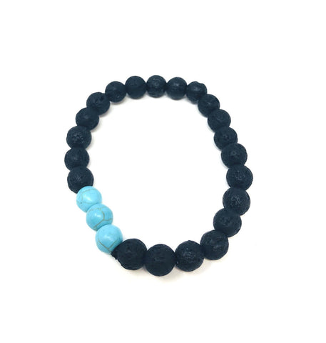 Lava Stone and Turquoise 8mm Bead Bracelet