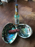 6Witch3 pair of abalone shells with bottle of Florida water and sage herb bundle for size