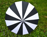 black and white striped parasol