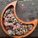 6Witch3 7 Archangels Resin incense -  a moon-shaped wooden bowl containing multicolored resin incense