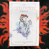 6Witch3 Linestrider Tarot - The cover of the box shown on a black and red flame-patterned background