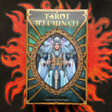 6Witch3 Tarot Illuminati deck  - front of the box shown on a handpainted red and black sun background