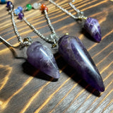 Seven Chakra Amethyst Drop Style Pendulum