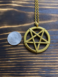 Large Pentagram Pentacle Pendant - Silver, Gold, Black