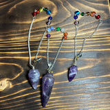 Seven Chakra Amethyst Drop Style Pendulum